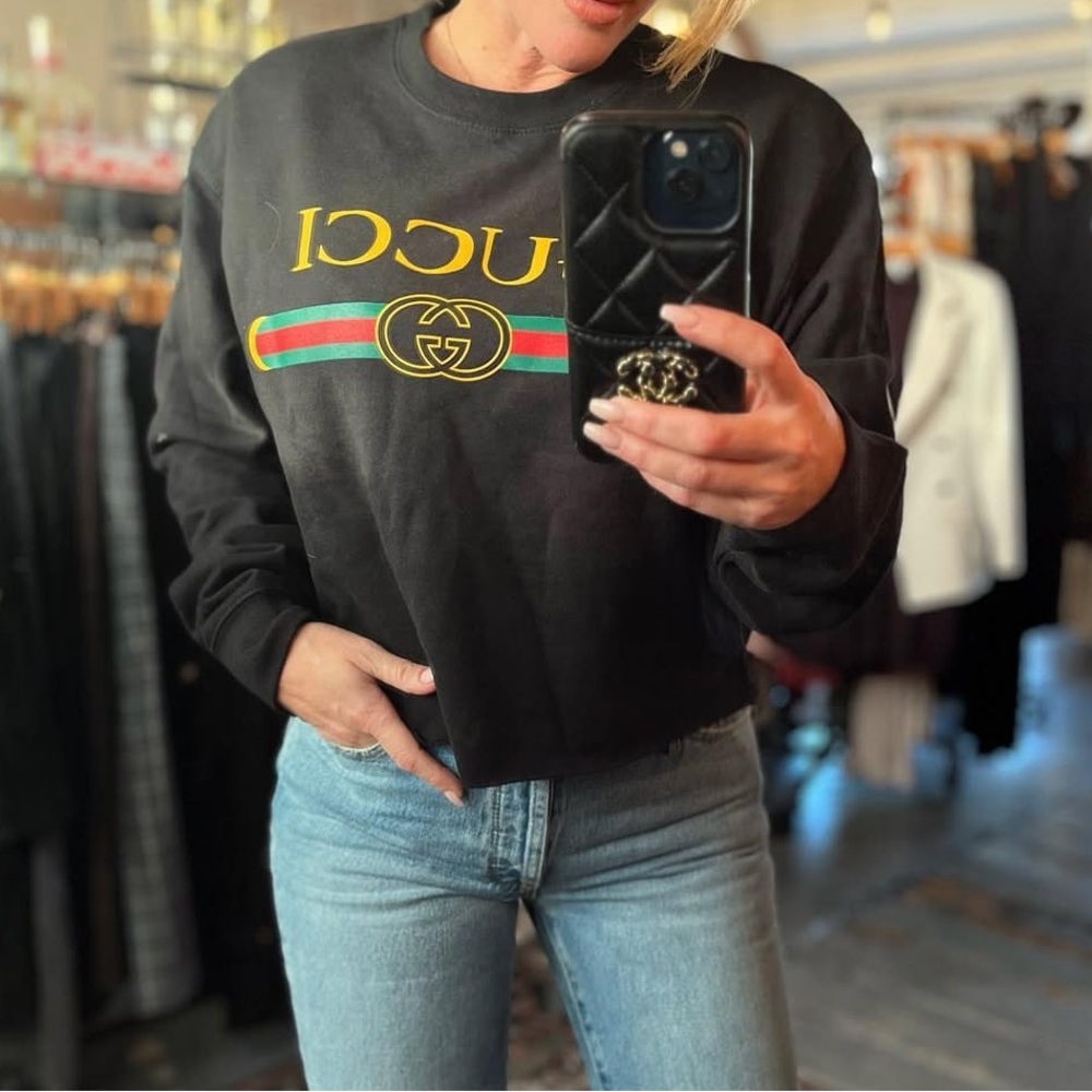 Black Boxy Cropped Sweatshirt | Cozy Fleece | One Size